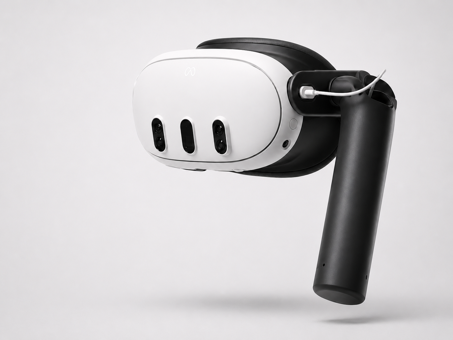 The XRHandle attached to an XR headset.